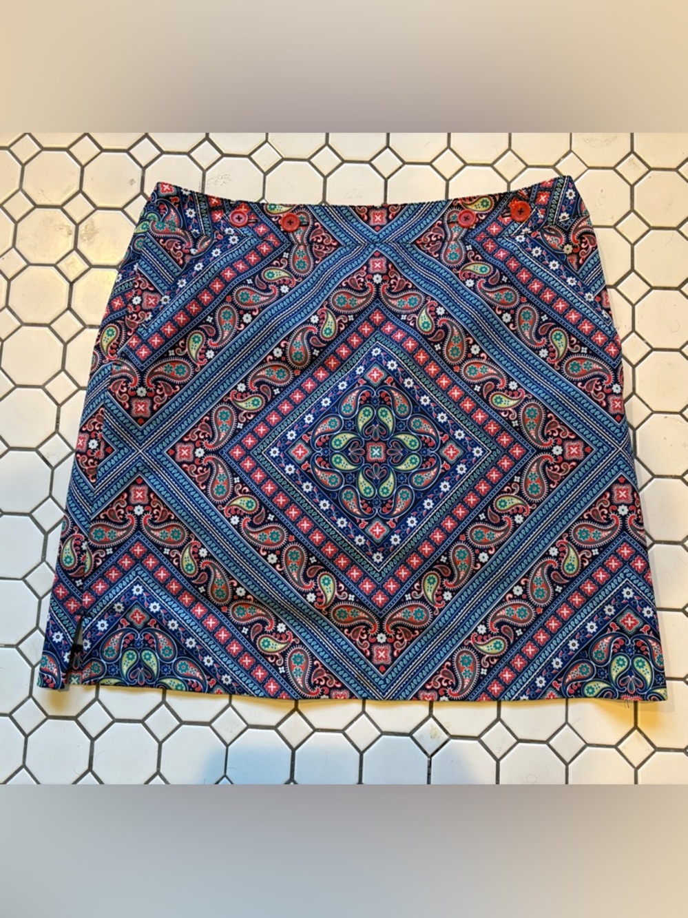 EP Pro Paisley Medallion Golf Skirt - Navy, Red & Teal